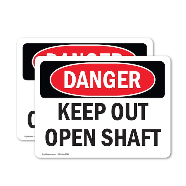 Signmission Keep Out Open Shaft Danger Sign, Vinyl Decal, 10in W x 7in L, 2PK OS-2PACK-DS-D-710-L-2481 - main